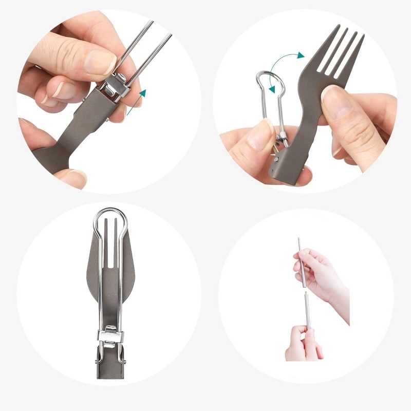 チタン製折りたたみ式食器セット（フォーク、スプーン、ナイフ、 - Camping Cooking And Cutlery Set のレビューと価格