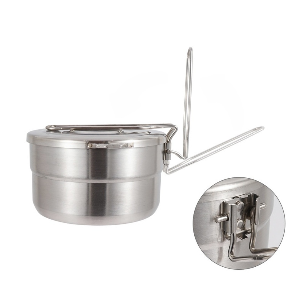 1.5L 304 ステンレス鋼キャンプポット折りたたみハンド - Camping Cooking Box Set のレビューと価格