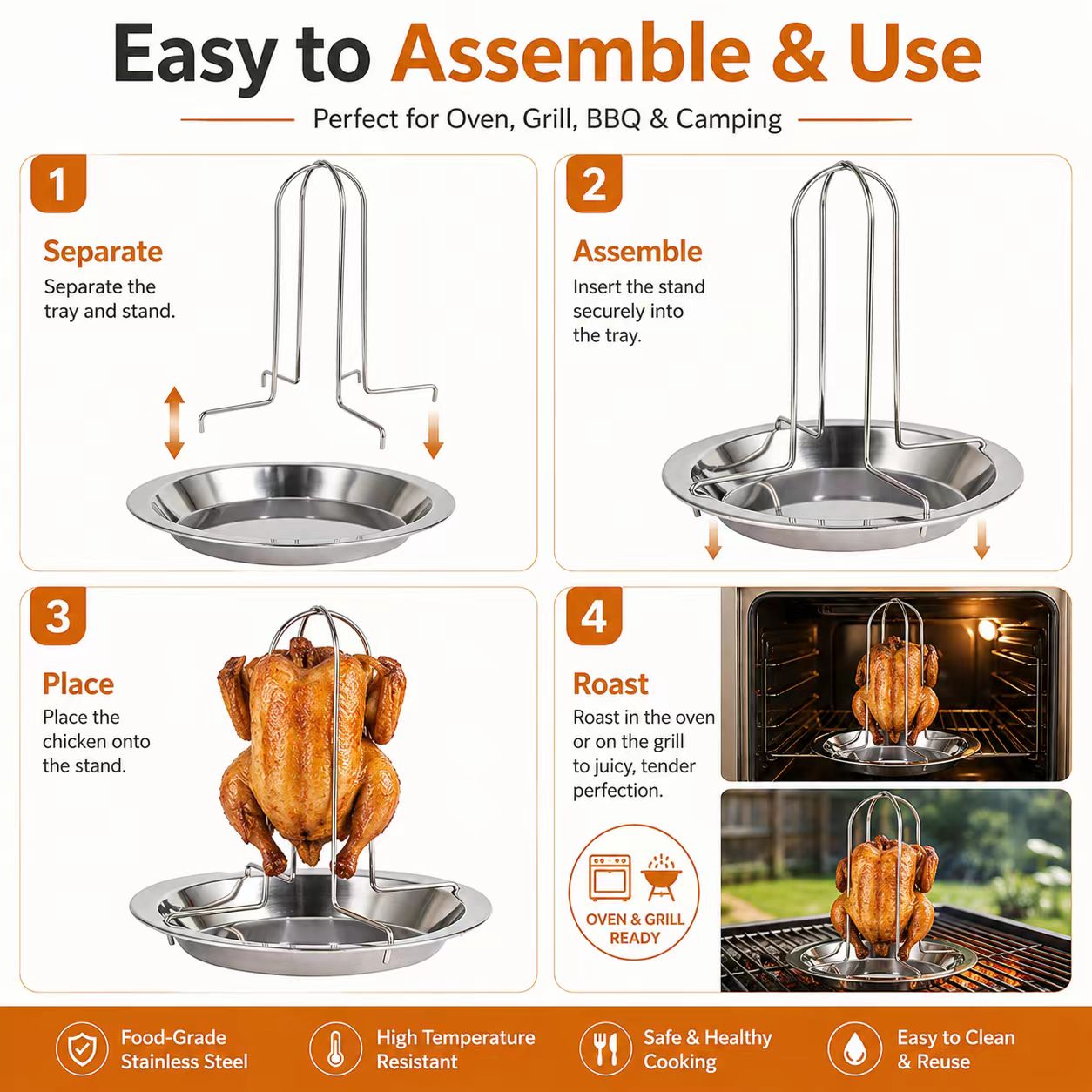 ポータブル鶏肉バーベキューグリルスタンド、屋外キャンプファイ - Campfire Cooking のレビューと価格