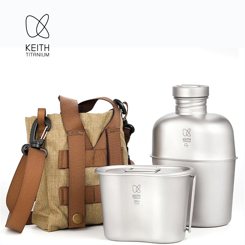 KEITH 純チタン製キャンティーン メスキット、超軽量ウォ - Camping Outdoor Cooking Set のレビューと価格