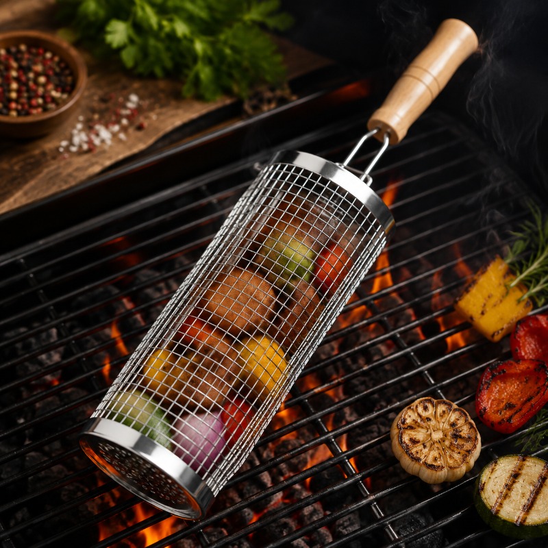 丸型バーベキューグリルバスケットセット ステンレス製回転式ス - Camping Cooking Meat のレビューと価格