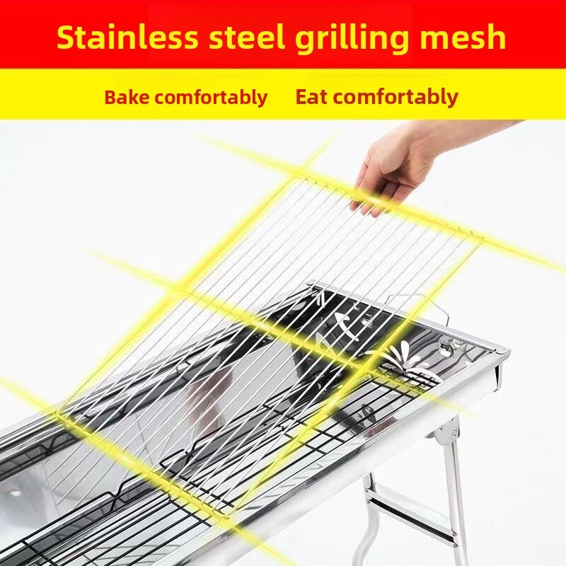 大型折りたたみ式炭火バーベキューグリル、屋外キャンプ用ストー - Camping Cooking Meat のレビューと価格