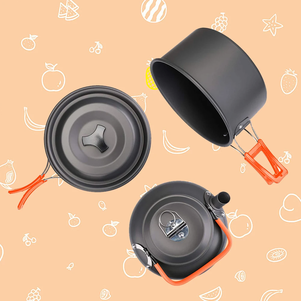 キャンプ調理器具キット ケトル ポット パン クックセット  - Camping Outdoor Cooking Set のレビューと価格