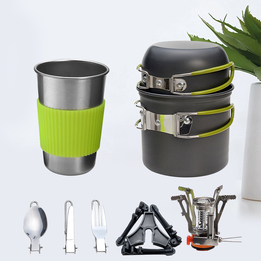 アウトドアキャンプ調理器具セット軽量ポータブルポットキットハ - Camping Outdoor Cooking Set のレビューと価格