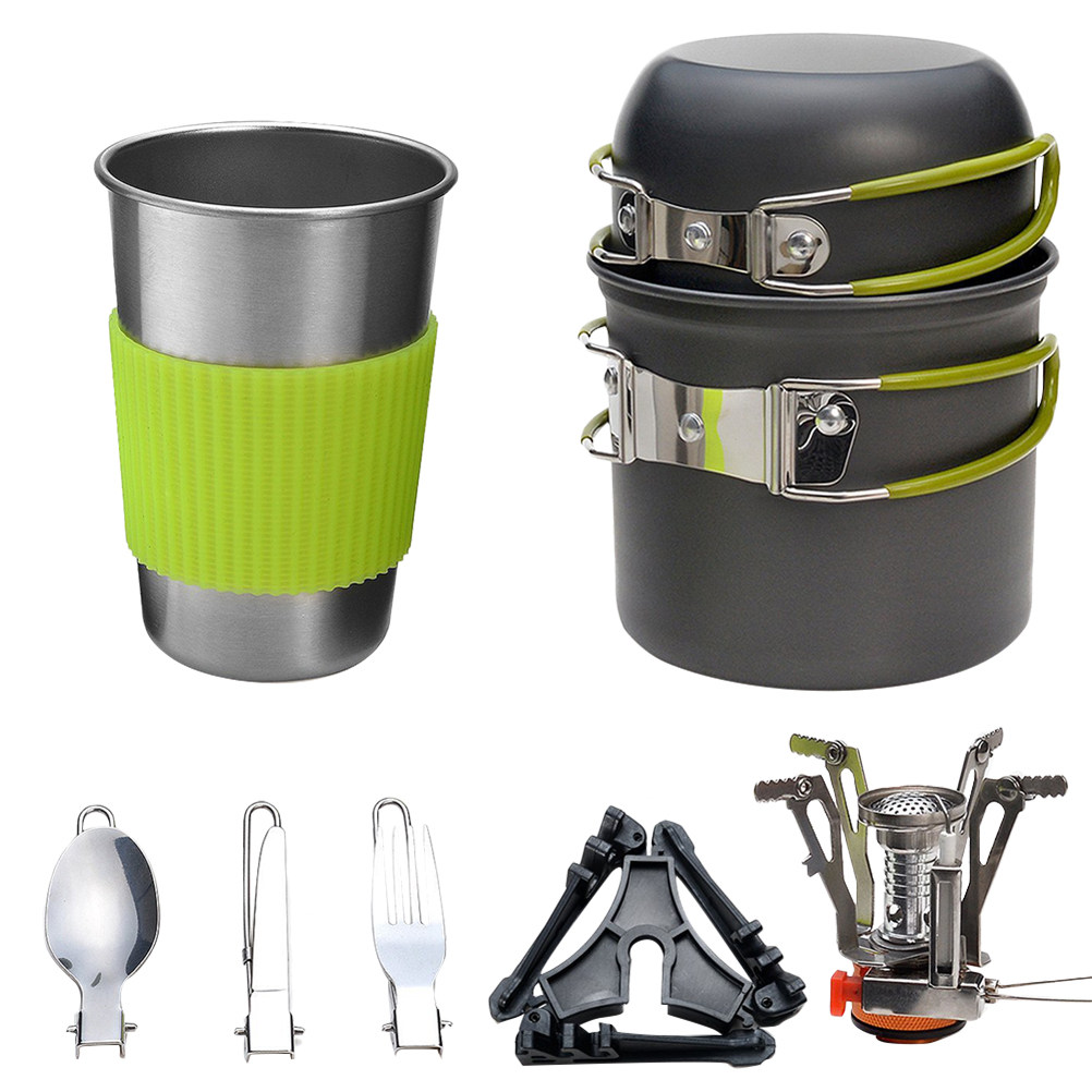 アウトドアキャンプ調理器具セット軽量ポータブルポットキットハ - Camping Outdoor Cooking Set のレビューと価格